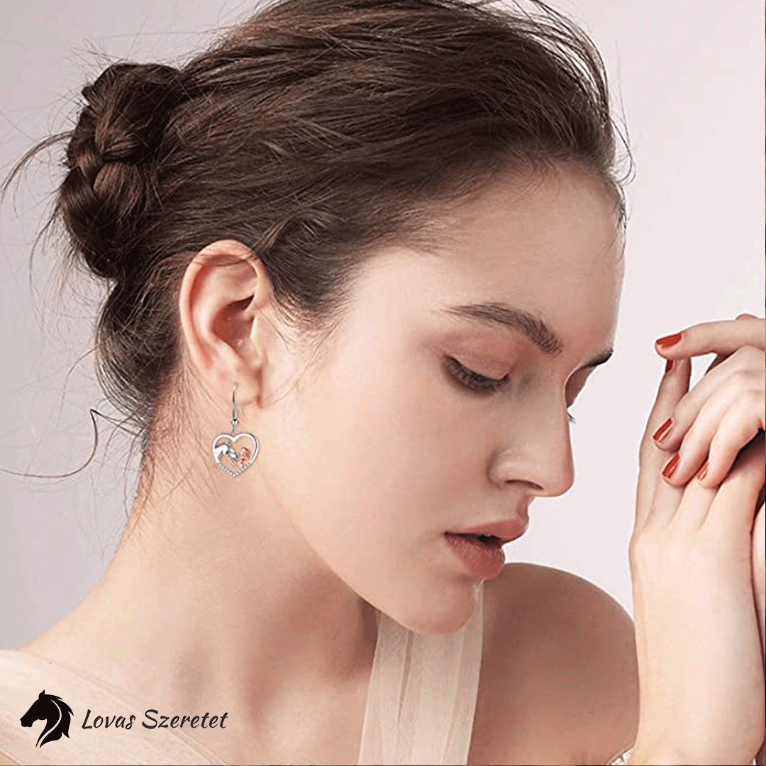 Lovas Szeretet Ezüst-Rózsaarany Színű Beakasztós Fülbevaló