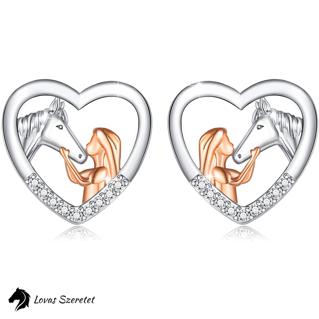 Lovas Szeretet Ezüst-Rózsaarany Zárt Fülbevaló