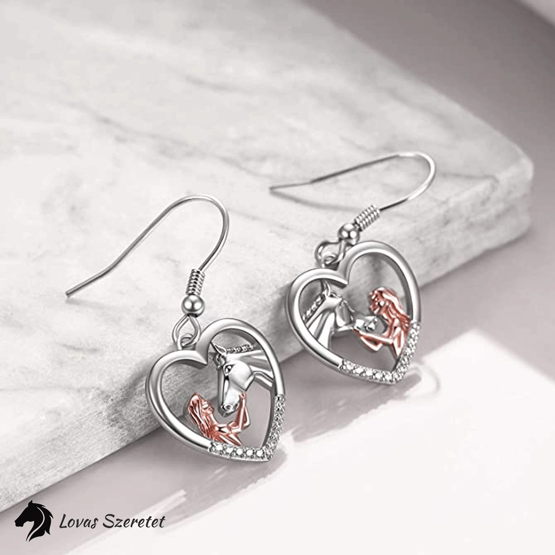 Lovas Szeretet Ezüst-Rózsaarany Színű Beakasztós Fülbevaló