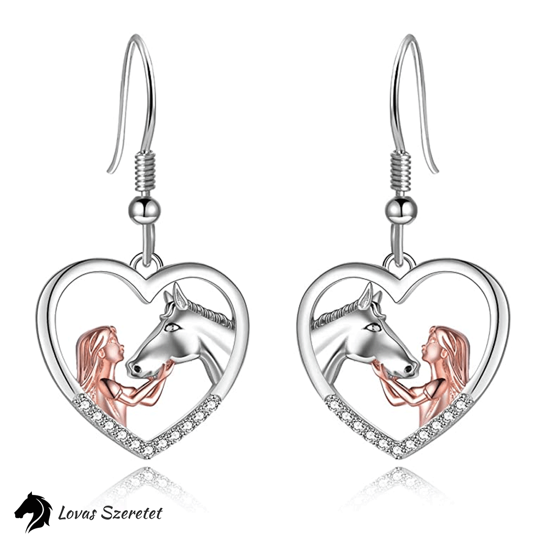 Lovas Szeretet Ezüst-Rózsaarany Színű Beakasztós Fülbevaló