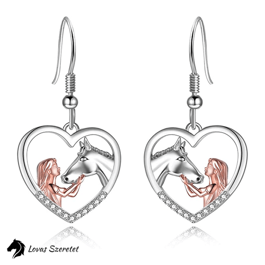Lovas Szeretet Ezüst-Rózsaarany Színű Beakasztós Fülbevaló