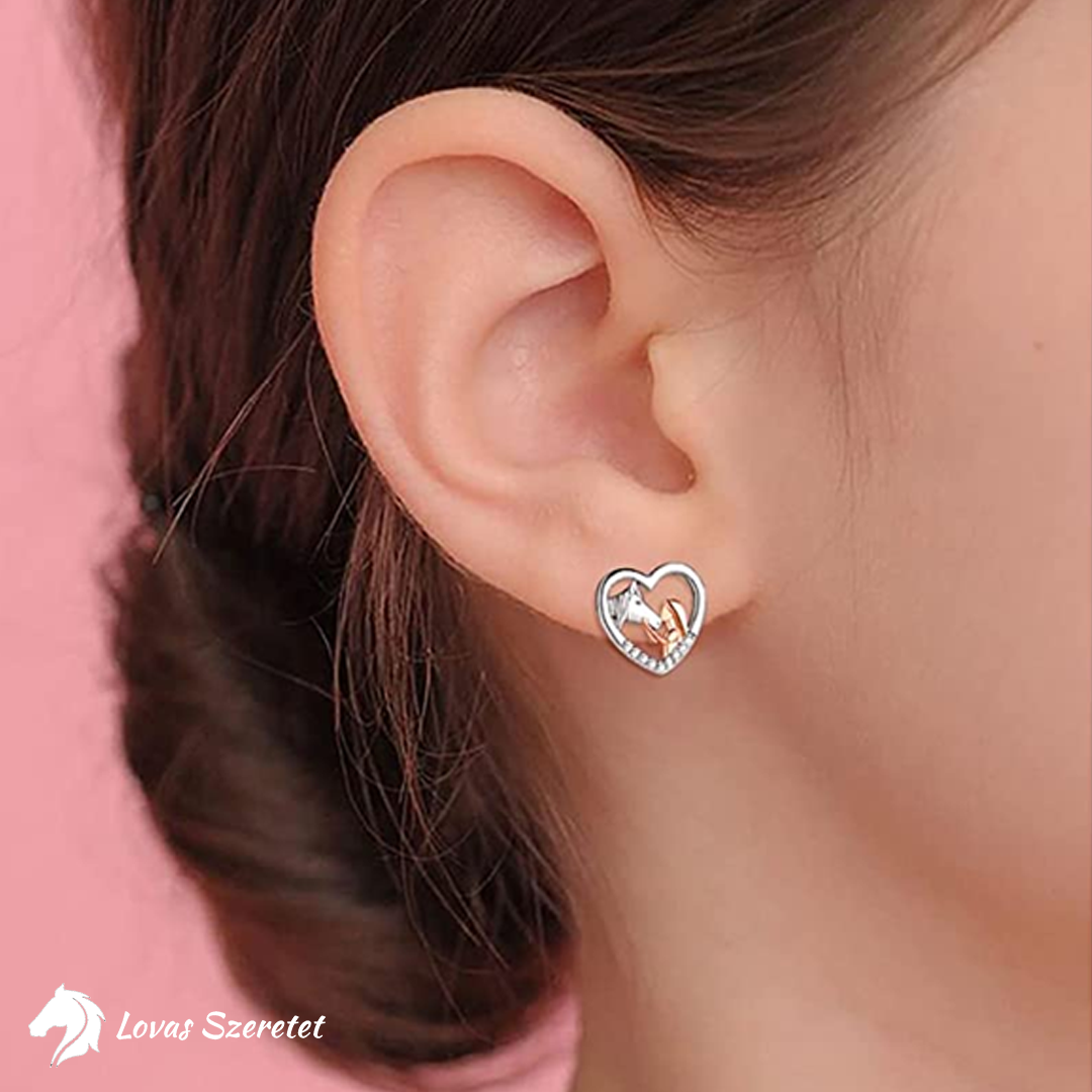 Lovas Szeretet Ezüst-Rózsaarany Zárt Fülbevaló