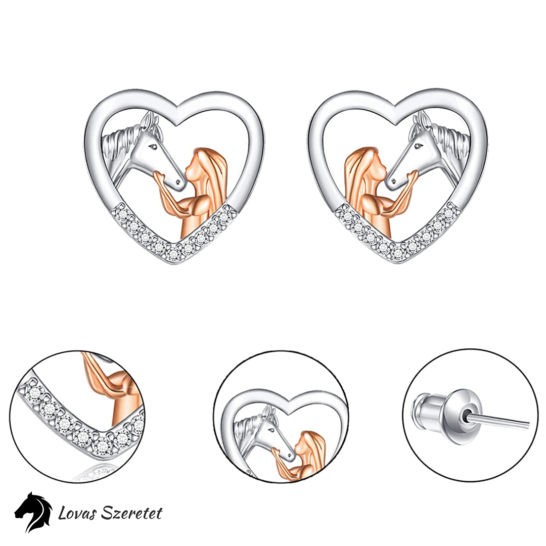 Lovas Szeretet Ezüst-Rózsaarany Zárt Fülbevaló