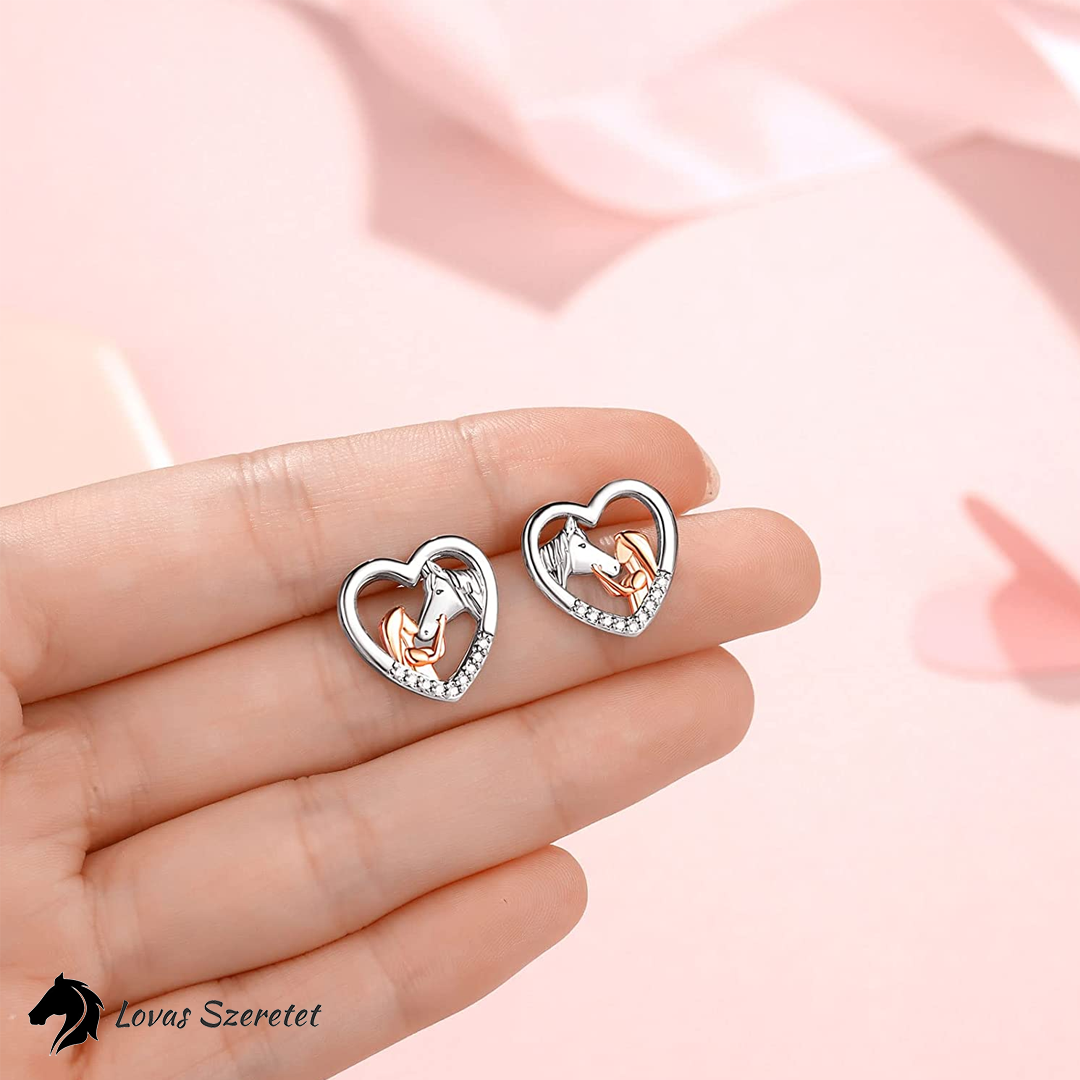 Lovas Szeretet Ezüst-Rózsaarany Zárt Fülbevaló